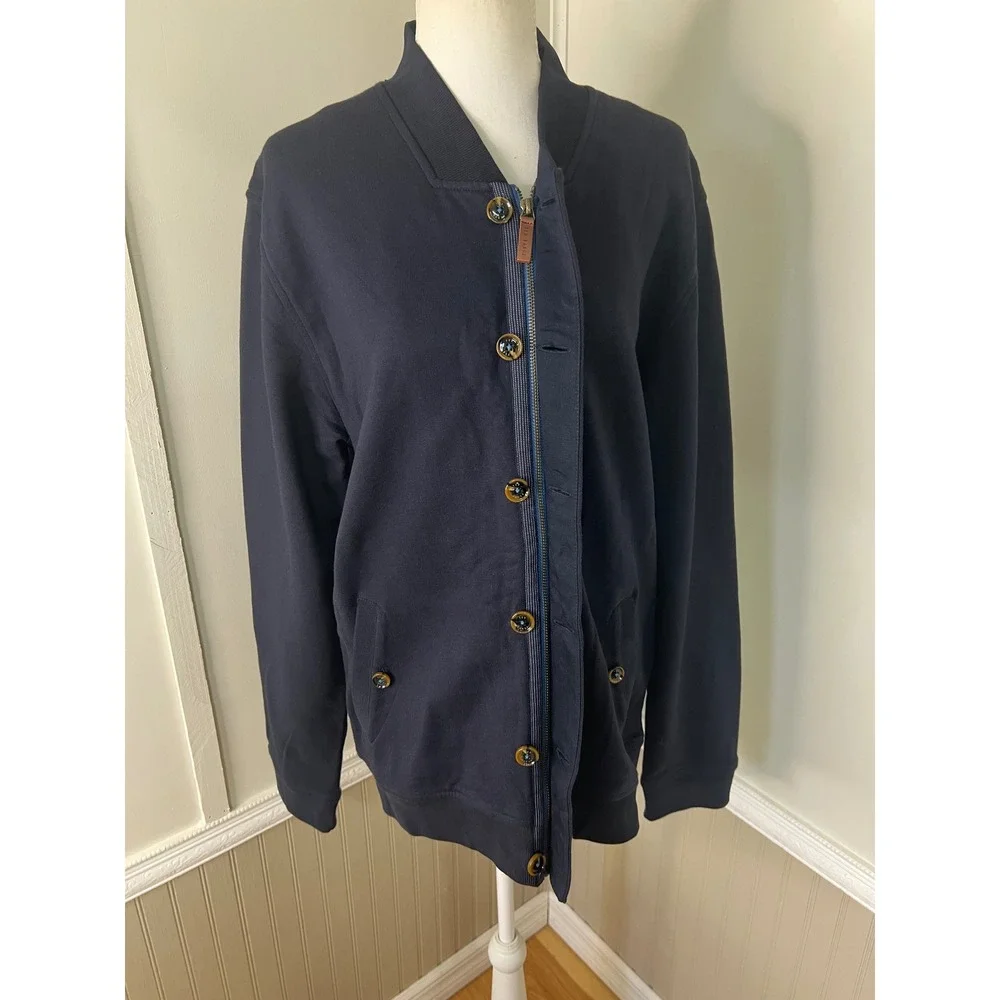 Ted Baker London Mens Navy Blue Button Front Jersey Cardigan Sweater Size 5 XL